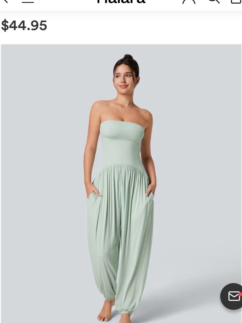 HALARA Fairest Jade Strapless Harem Jumpsuit with Pockets
